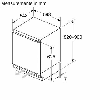 Bosch KUL22VFD0G Built Under Fridge with Ice Box