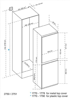 Cata FFBIFF5050E Integrated 50/50 Frost Free Fridge Freezer