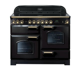 Rangemaster Classic Deluxe 110cm Ceramic Range Cooker With Brass Trim