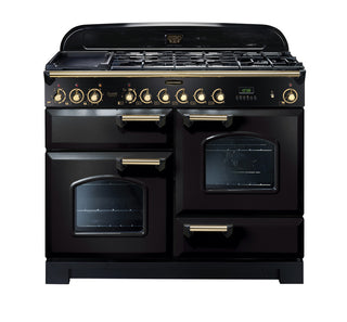 Rangemaster Classic Deluxe 110cm Dual Fuel Range Cooker With Brass Trim