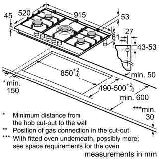 Bosch PCR9A5I90 90cm Gas Hob